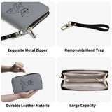Line Drawn Boston Terrier Dog PU Leather Wallet for Women - Gray
