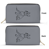 Line Drawn Boston Terrier Dog PU Leather Wallet for Women - Gray