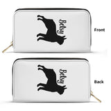 Custom Name with Boston Terrier Silhouette PU Leather Wallet for Women - White