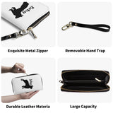 Custom Name with Boston Terrier Silhouette PU Leather Wallet for Women - White