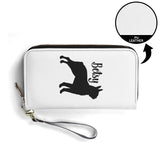 Custom Name with Boston Terrier Silhouette PU Leather Wallet for Women - White