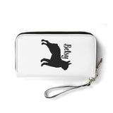 Custom Name with Boston Terrier Silhouette PU Leather Wallet for Women - White
