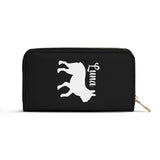 Custom Name with Boston Terrier Silhouette PU Leather Wallet for Women - Black