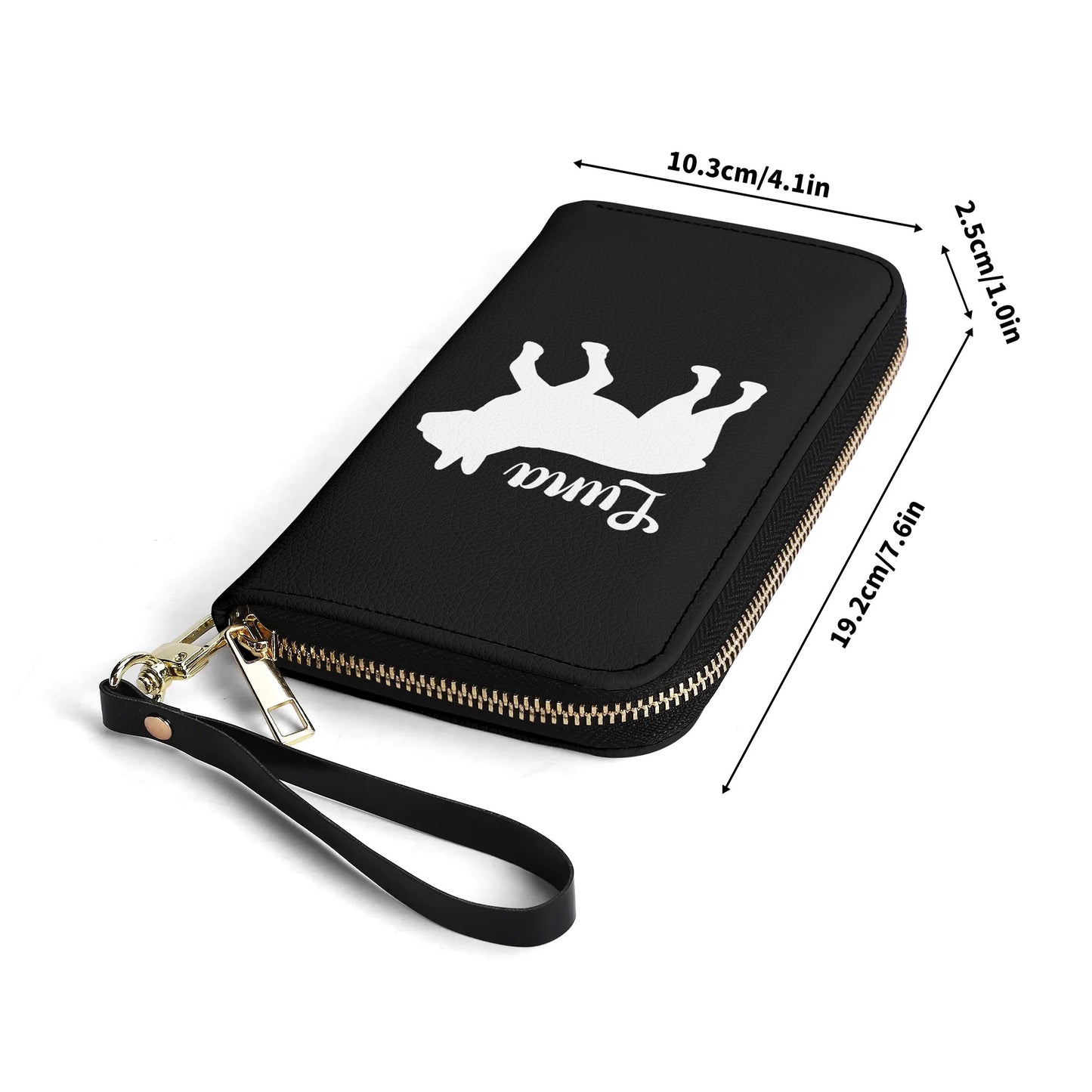 Custom Name with Boston Terrier Silhouette PU Leather Wallet for Women - Black
