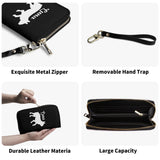 Custom Name with Boston Terrier Silhouette PU Leather Wallet for Women - Black