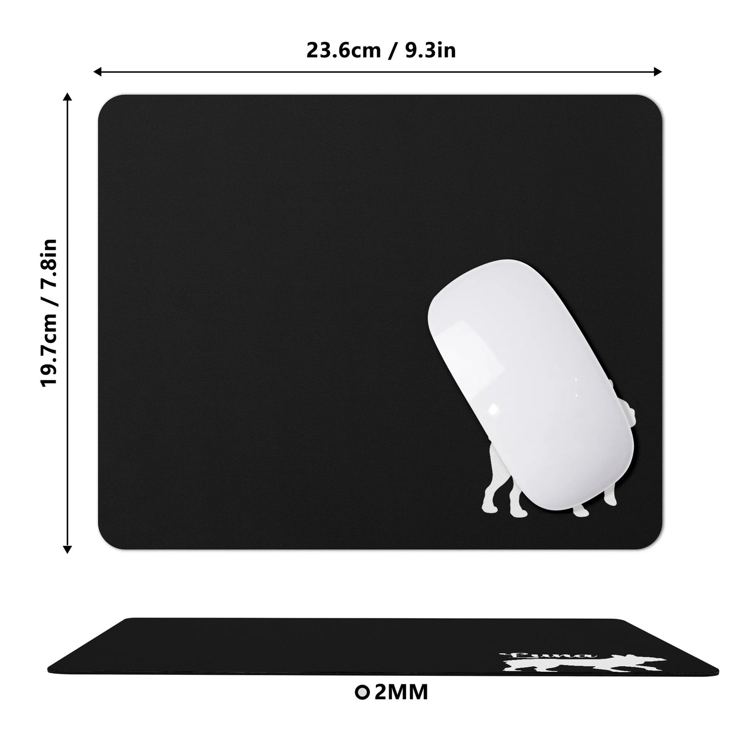 Custom Name with Boston Terrier Silhouette Square Rubber Mouse Mat Pad - Black