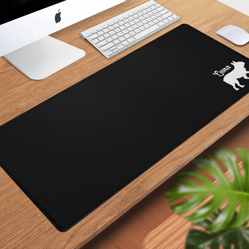 Custom Name with Boston Terrier Silhouette Rectangle Rubber Mouse Mat Pad - Black