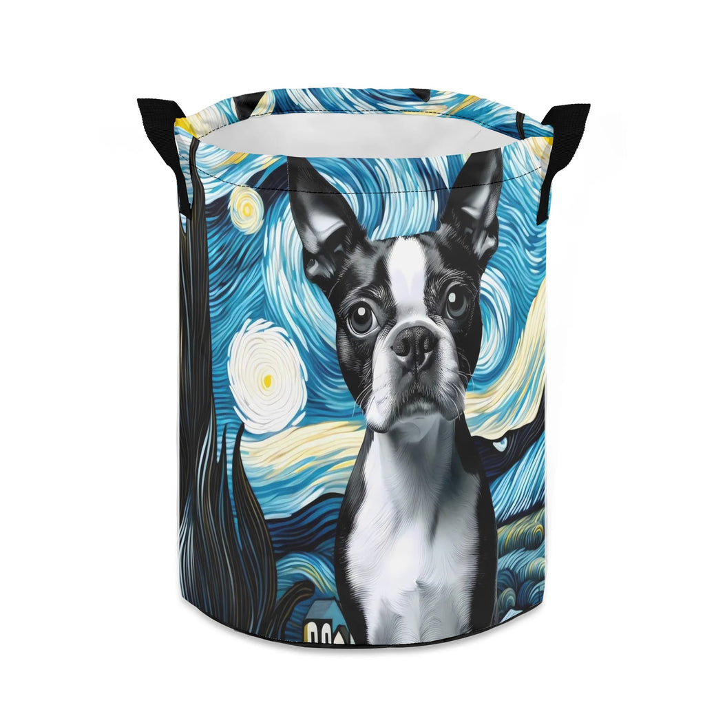 Starry Night - Boston Terrier Laundry Basket/ Storage Bag