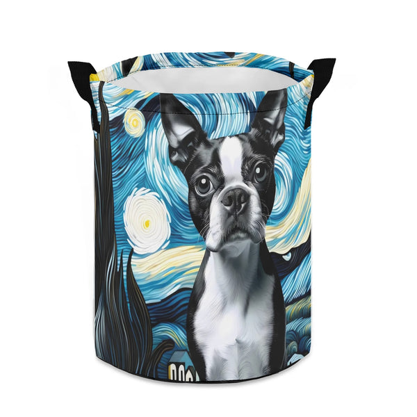 Starry Night - Boston Terrier Laundry Basket/ Storage Bag