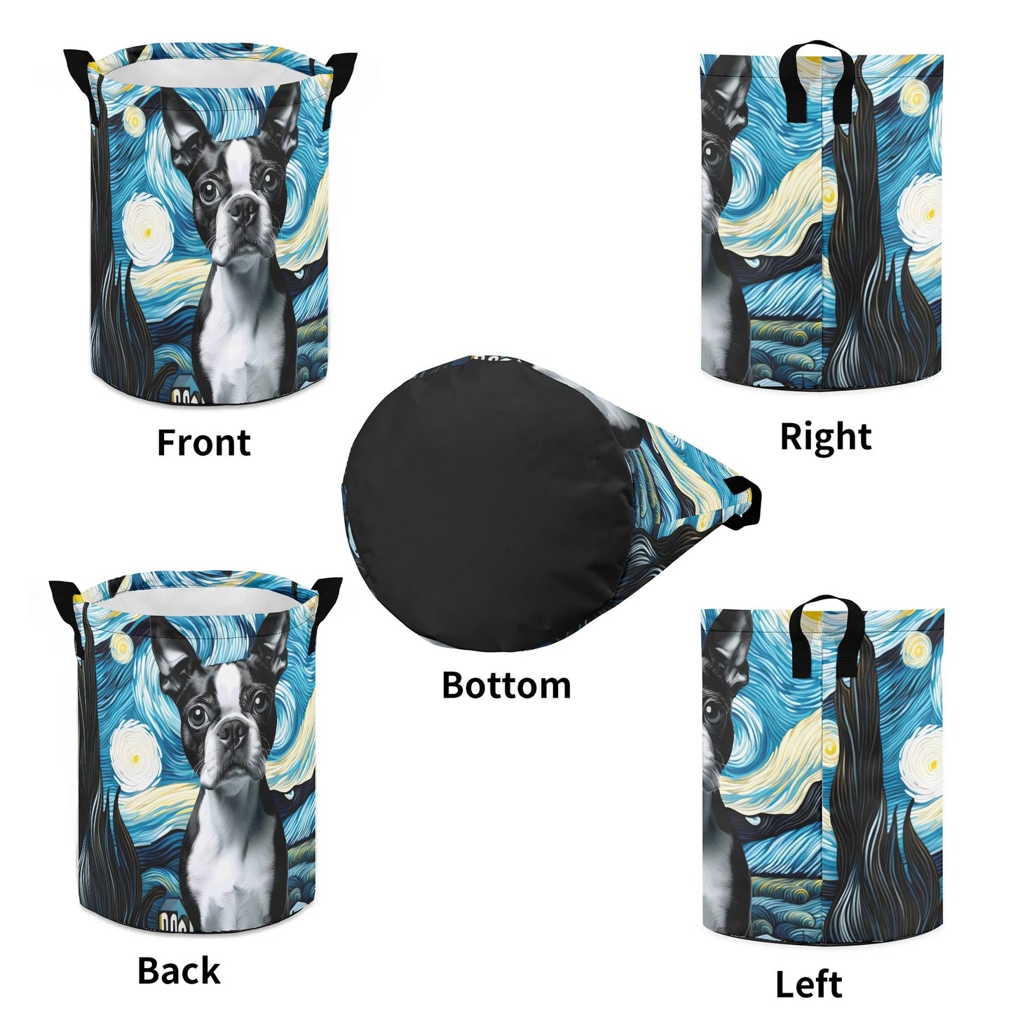 Starry Night - Boston Terrier Laundry Basket/ Storage Bag
