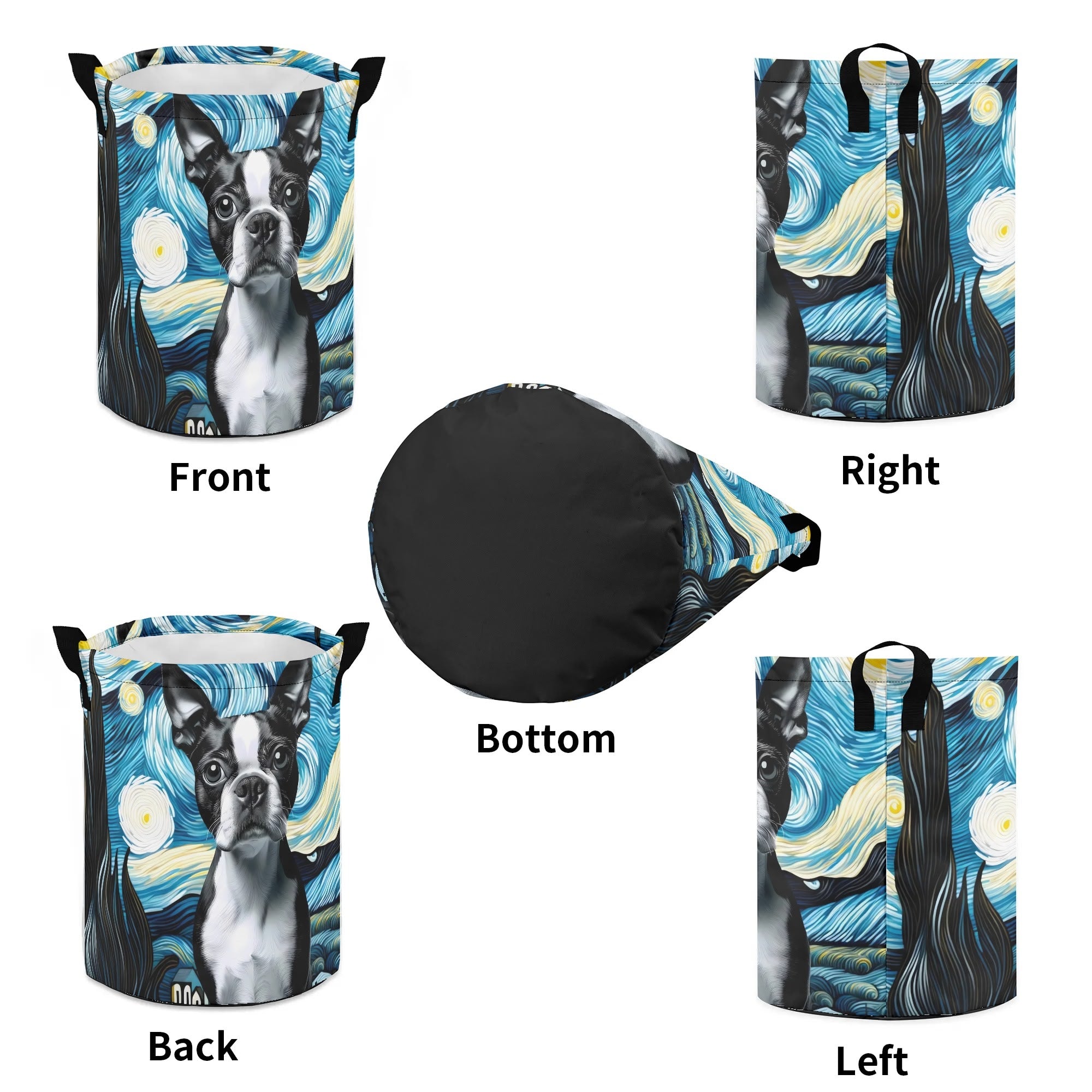 Starry Night - Boston Terrier Laundry Basket/ Storage Bag