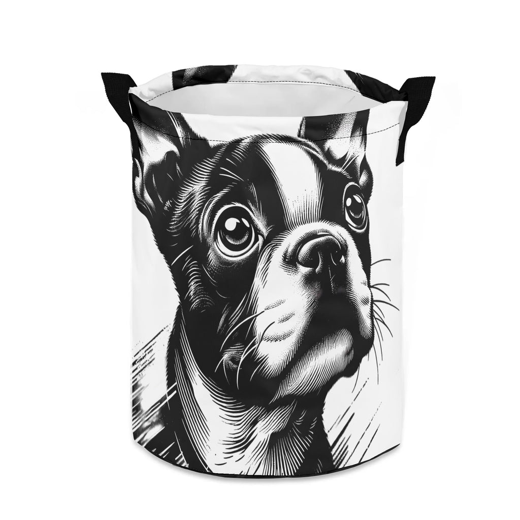 Dog Face Close Up - Laundry Basket/ Storage Bag For Boston Terrier Lovers