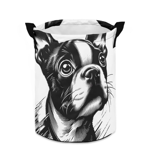 Dog Face Close Up - Laundry Basket/ Storage Bag For Boston Terrier Lovers