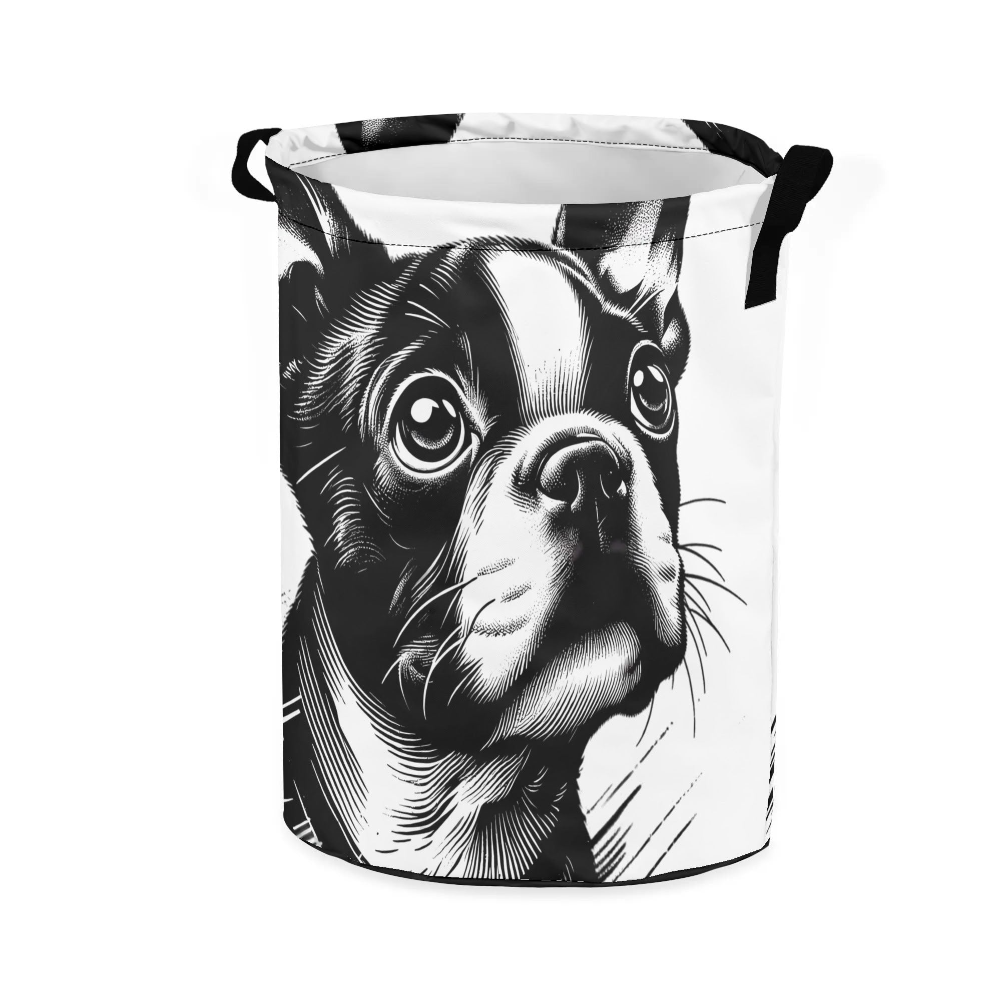 Dog Face Close Up - Laundry Basket/ Storage Bag For Boston Terrier Lovers