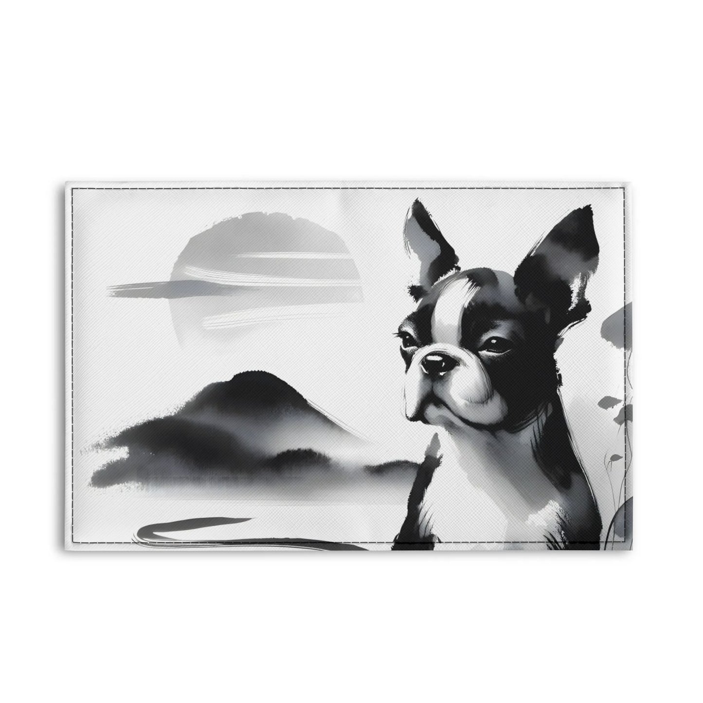 Japanese-Inspired Ink Wash Painting PU Leather Passport Case Business Name ID Card Holder