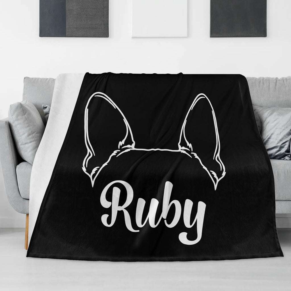 Big Ears With Boston Terrier Name - Personalized Flannel Breathable Blanket