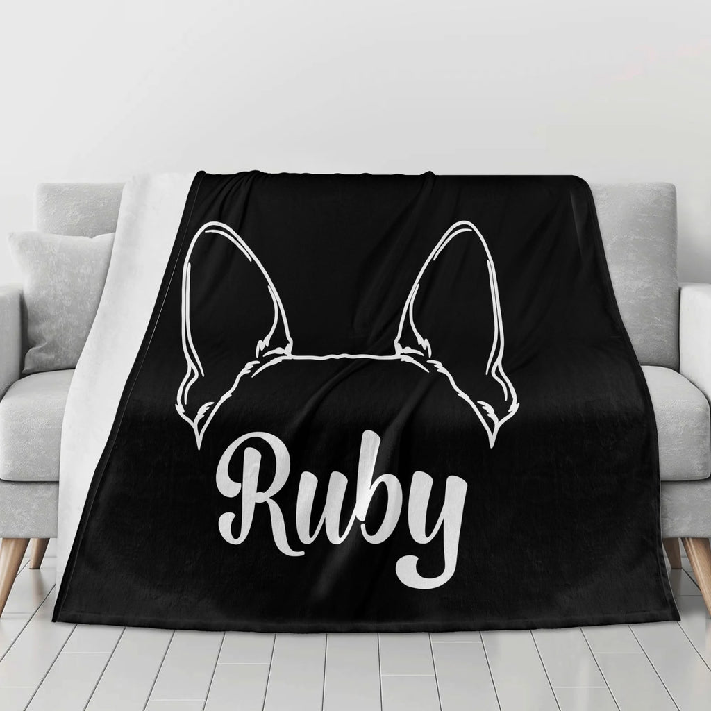 Big Ears With Boston Terrier Name - Personalized Flannel Breathable Blanket