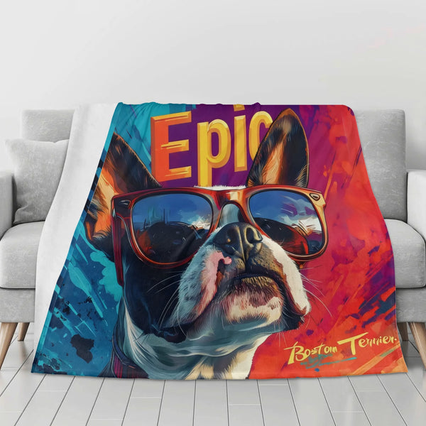 Epic Boston Terrier Dog Flannel Blanket