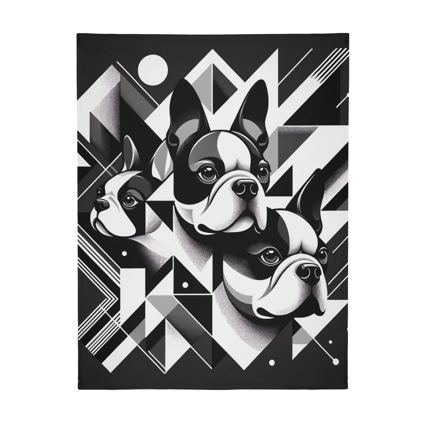 Geometric Canine Mosaic Flannel Blanket