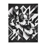 Geometric Canine Mosaic Flannel Blanket