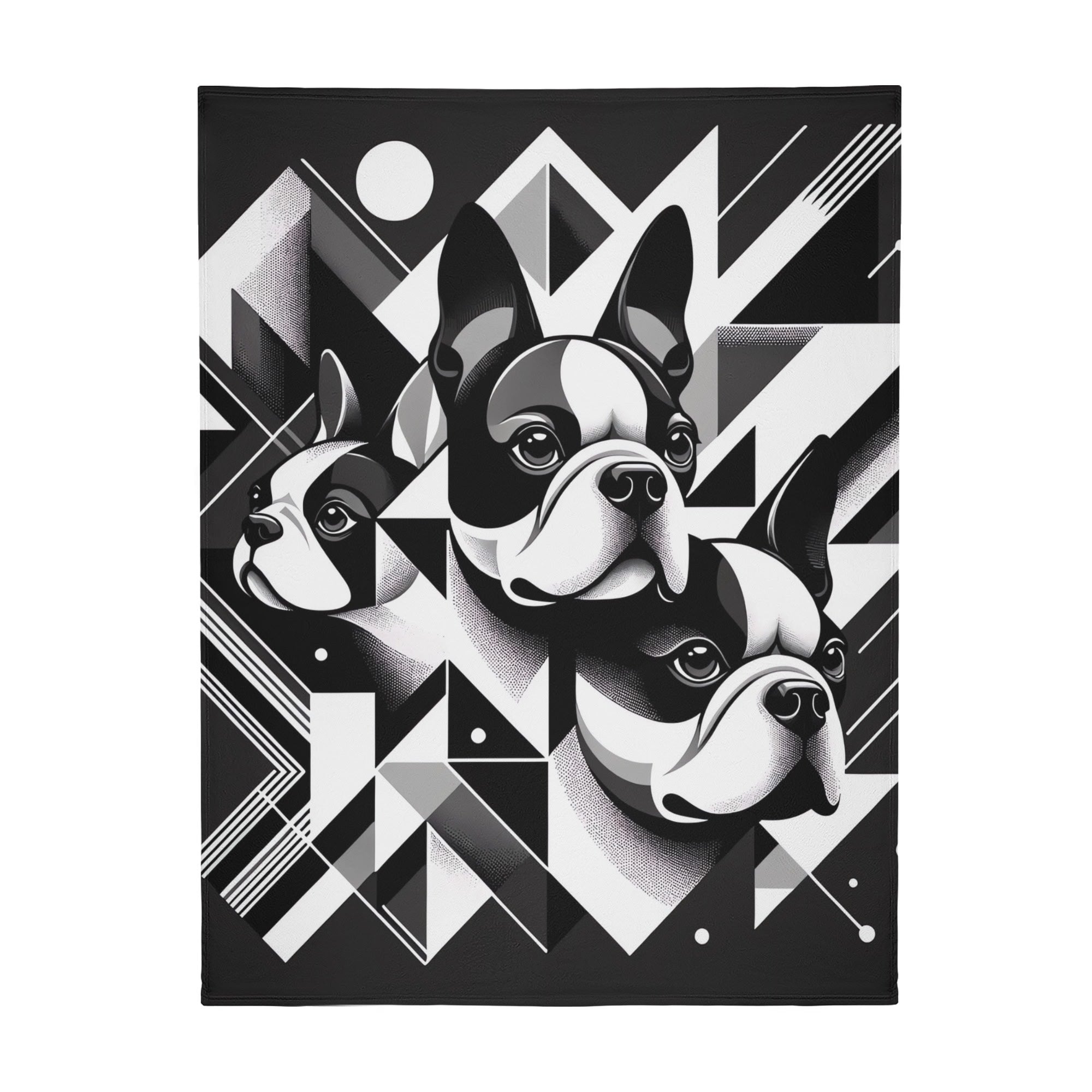 Geometric Canine Mosaic Flannel Blanket