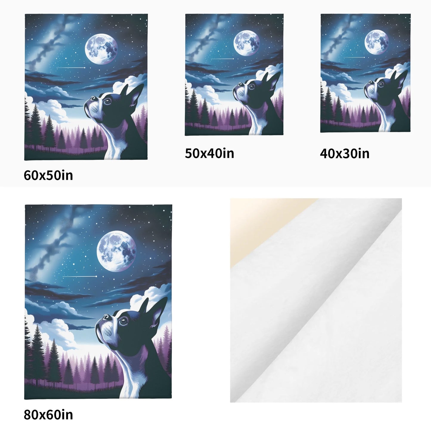 Boston Terrier Dog Gazing At The Starry Night Sky Flannel Blanket