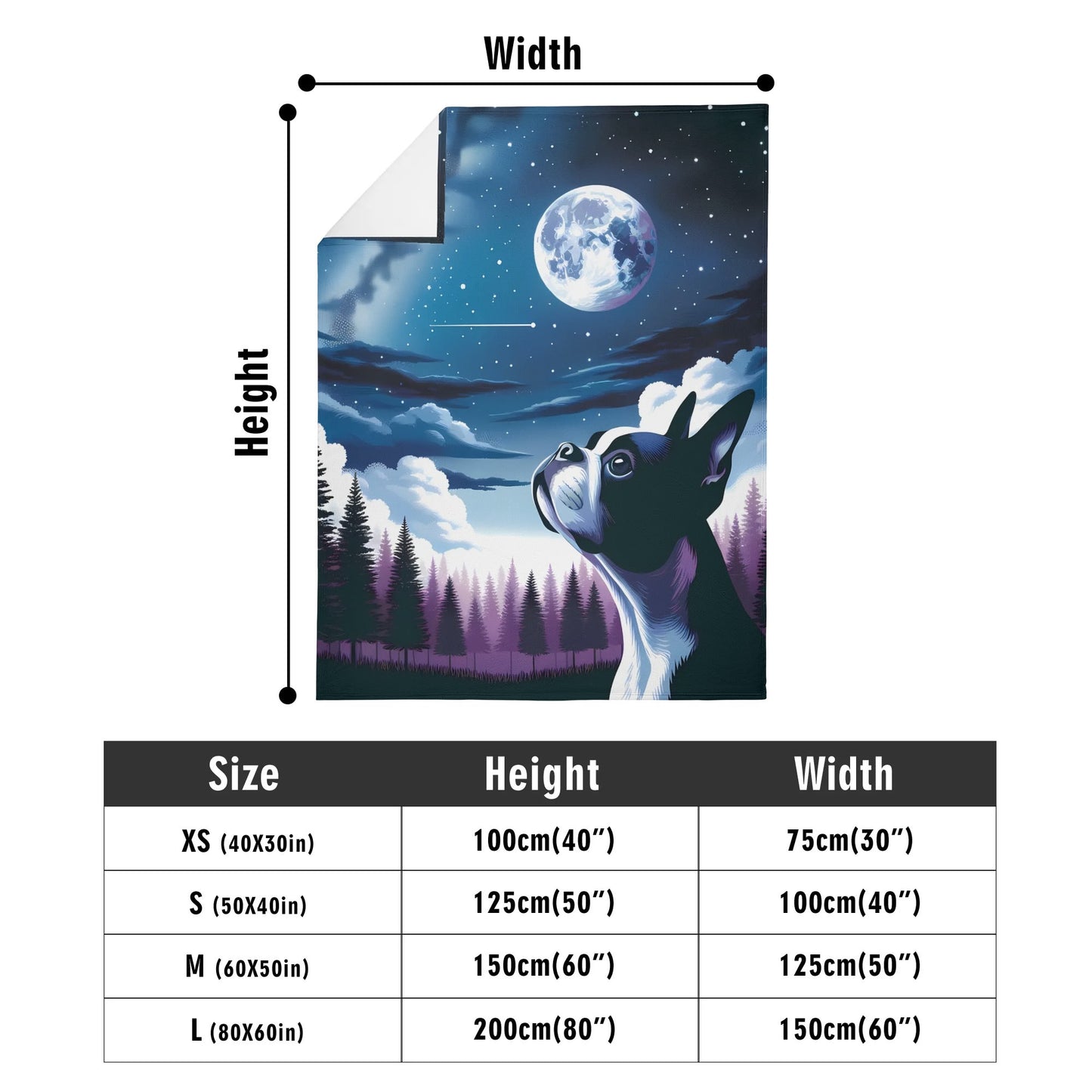 Boston Terrier Dog Gazing At The Starry Night Sky Flannel Blanket