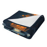 Halloween Pumpkin Boston Terrier Dog Flannel Blanket