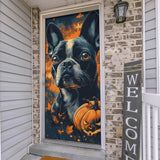 Halloween Pumpkin Boston Terrier Dog Polyester Door Socks