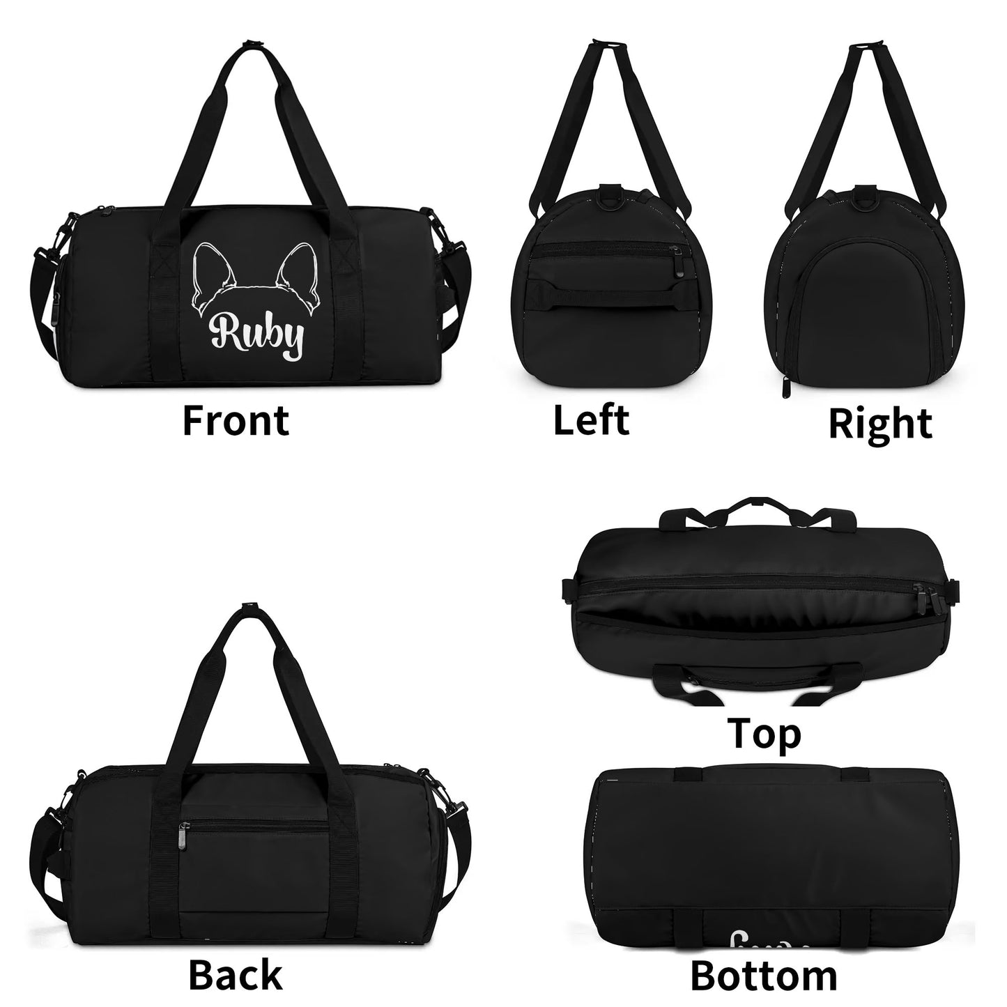 Personalized Sports Luggage Bag Gym Bag Duffle Bag - Big Ears With Boston Terrier Name