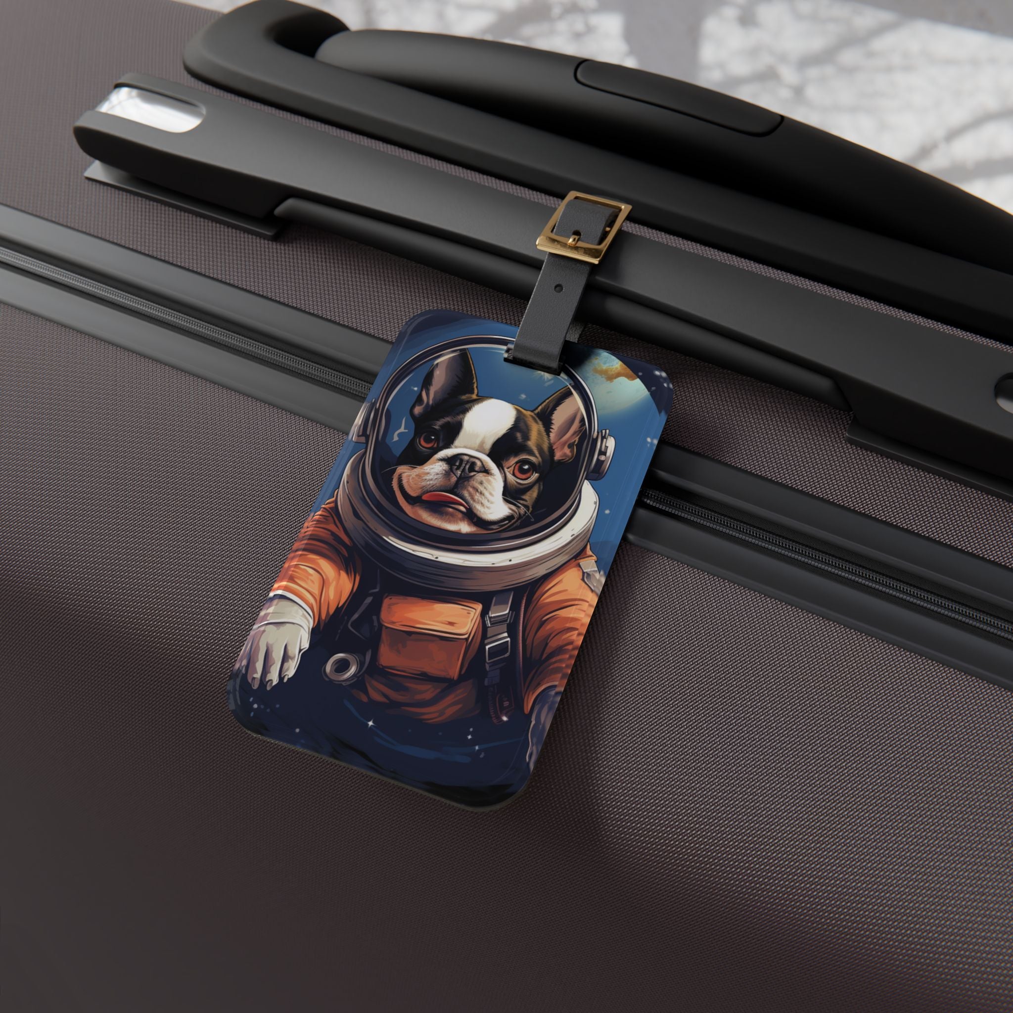Astronaut Dog Luggage Tag - Fun Personalized Travel Accessory .
