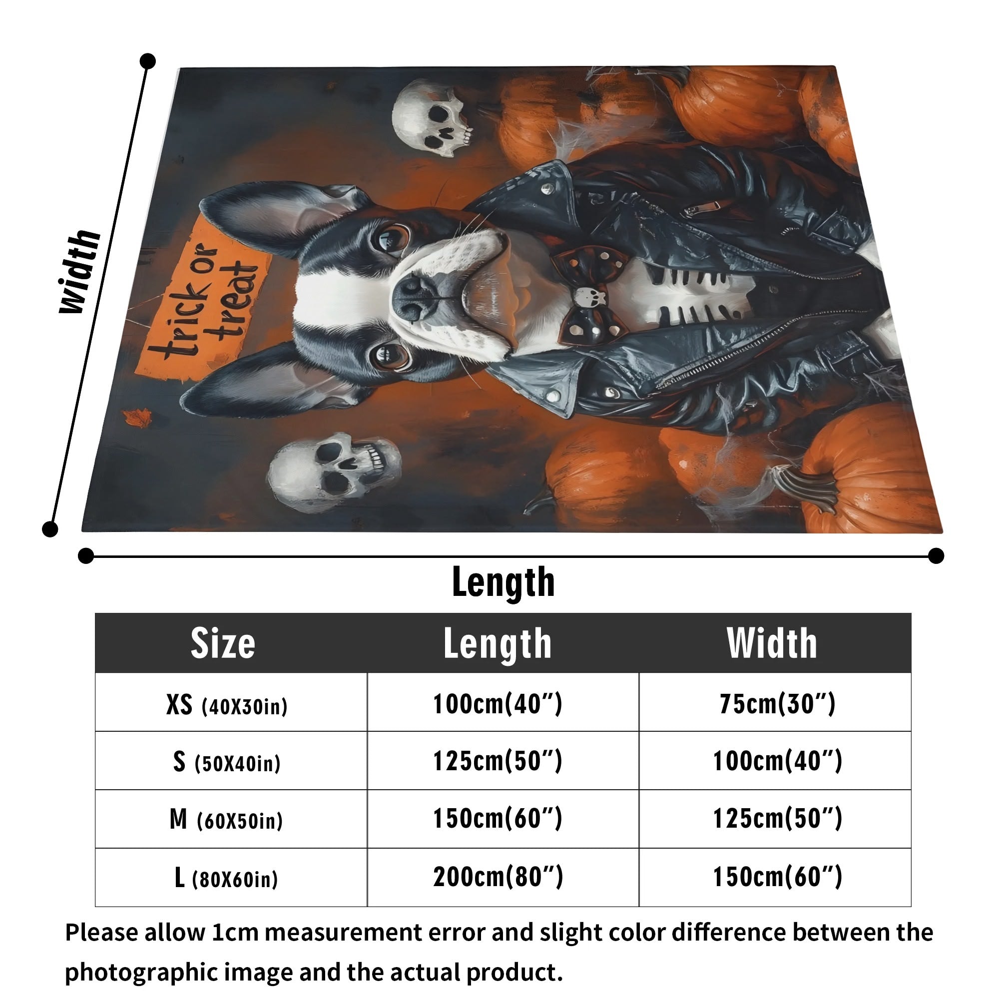 Halloween Boston Terrier Trick or Treat Flannel Blanket