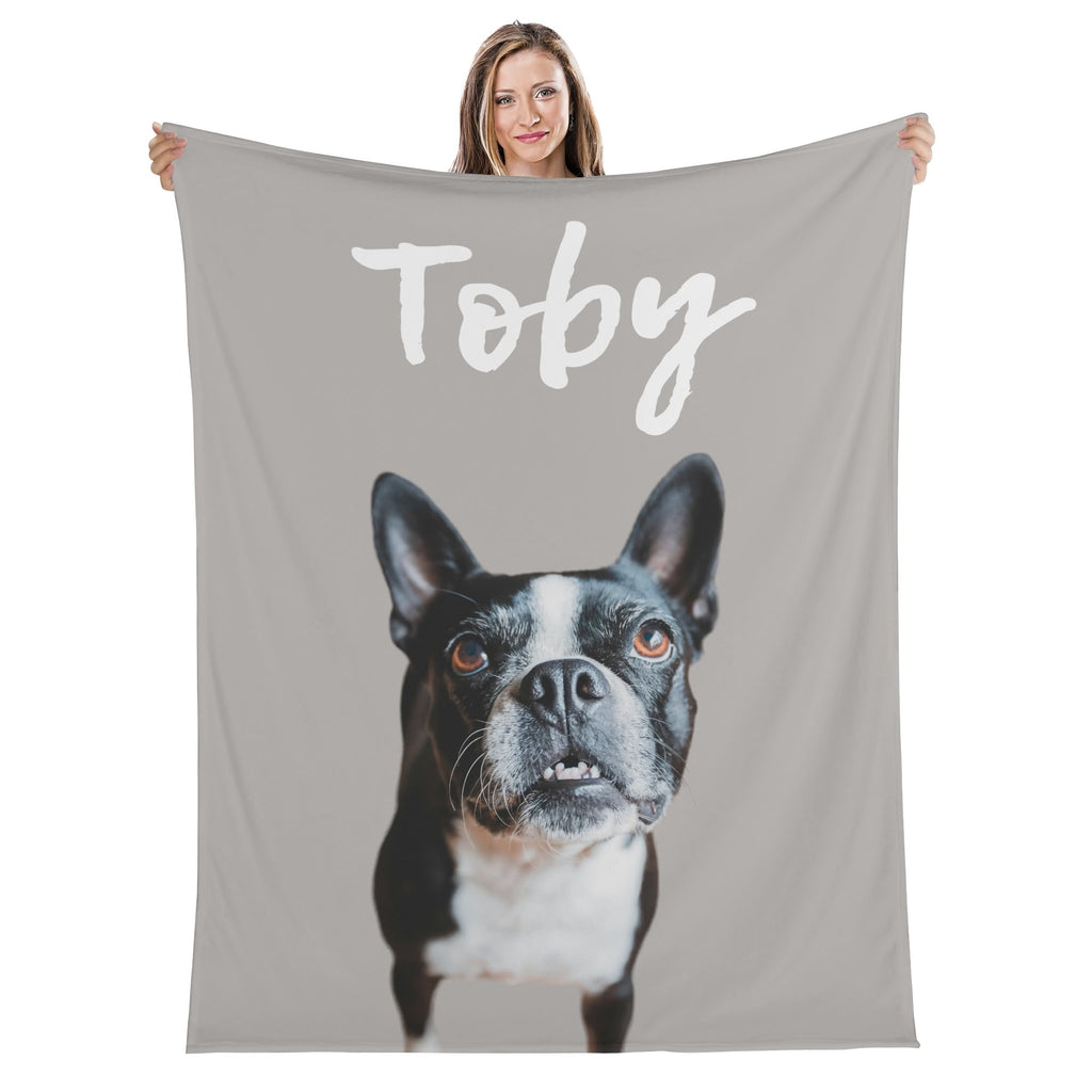 Personalized Dog Flannel Blanket Using Pet Photo And Name - 4 Sizes