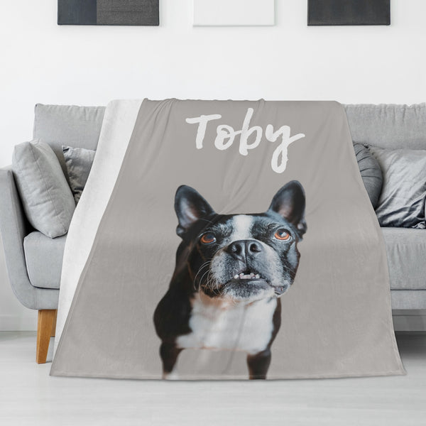 Personalized Dog Flannel Blanket Using Pet Photo And Name - 4 Sizes