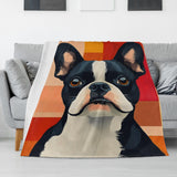 Cozy Flannel Blanket with Stylish Boston Terrier Art - Available in 4 Sizes