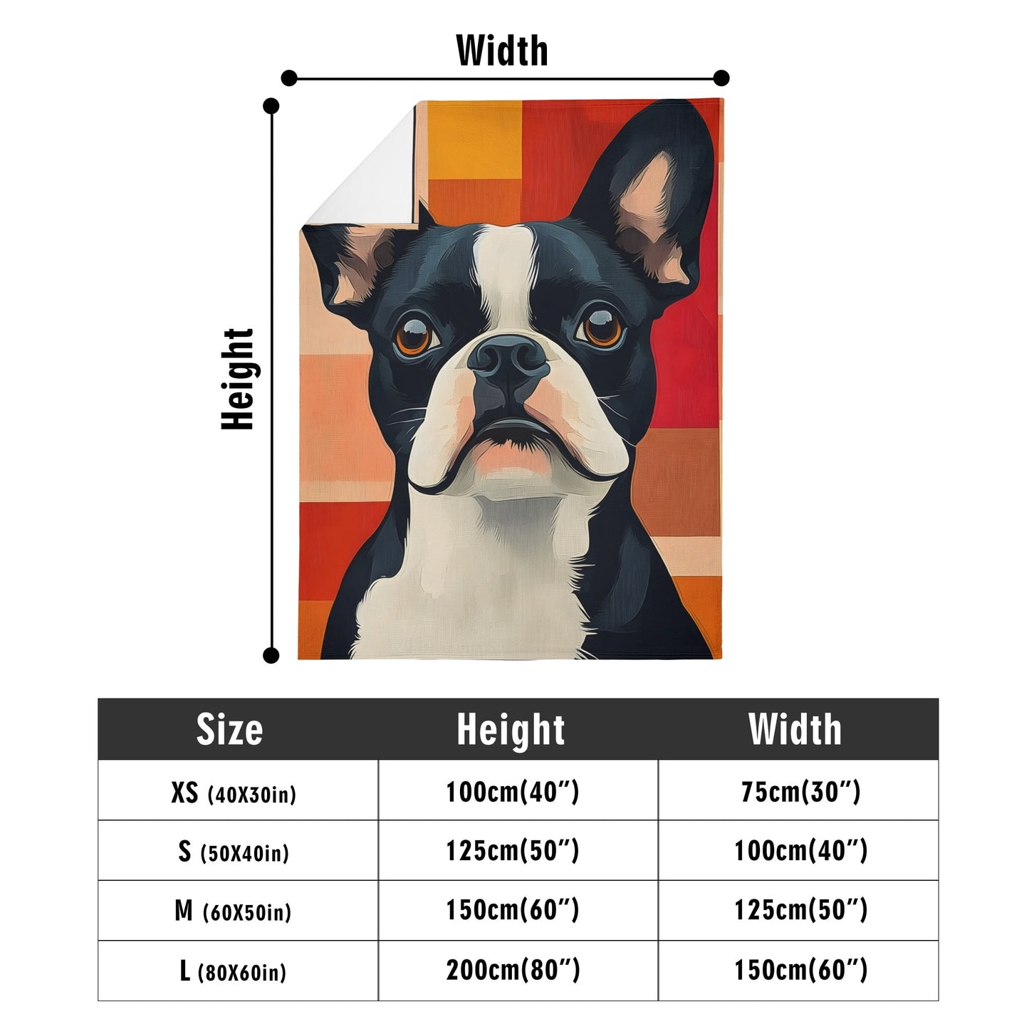 Cozy Flannel Blanket with Stylish Boston Terrier Art - Available in 4 Sizes