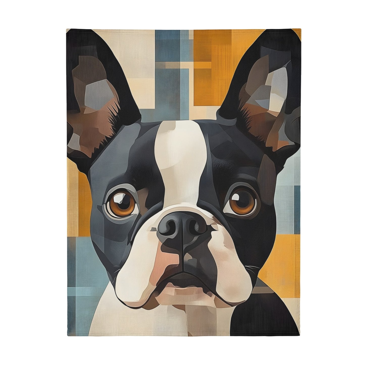 Cozy Flannel Blanket with Modern Boston Terrier Art - Available in 4 Sizes
