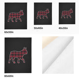 Black and Red Plaid Boston Terrier Silhouette Flannel Blanket - 4 Sizes