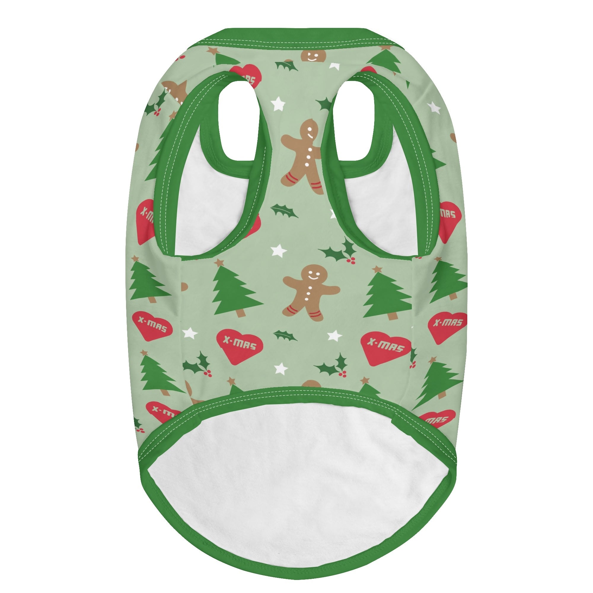 Gingerbread Man & Xmas Tree Dog Shirt - Green