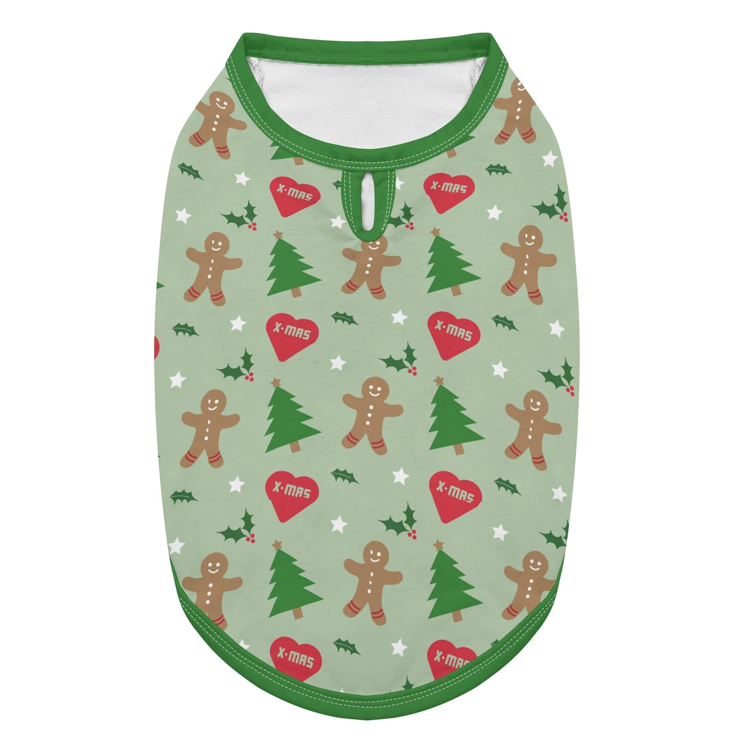 Gingerbread Man & Xmas Tree Dog Shirt - Green