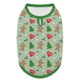 Gingerbread Man & Xmas Tree Dog Shirt - Green
