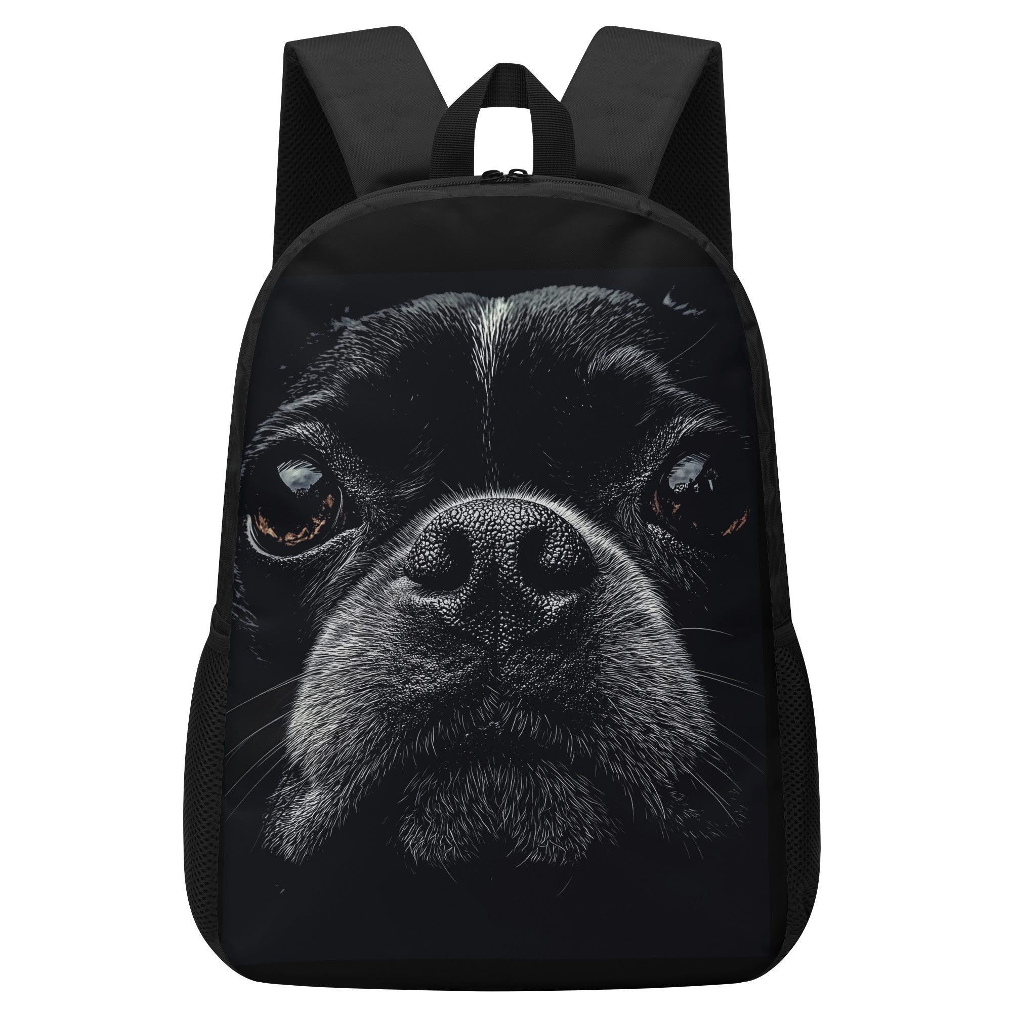 Boston Terrier Dog Face Closeup 17 Inch Laptop Backpack