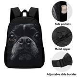 Boston Terrier Dog Face Closeup 17 Inch Laptop Backpack