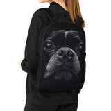 Boston Terrier Dog Face Closeup 17 Inch Laptop Backpack
