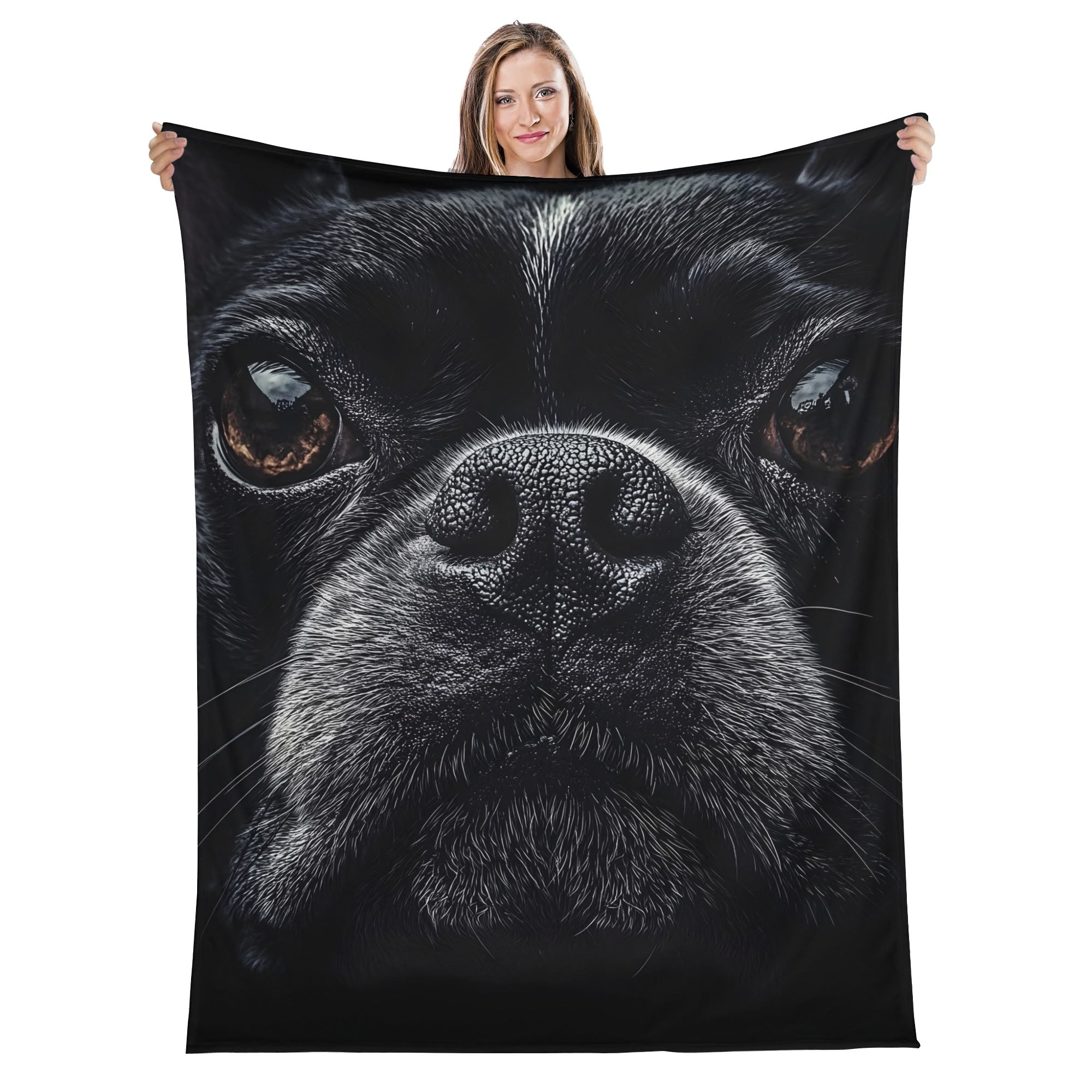 Boston Terrier Dog Face Closeup Flannel Blanket - 4 Sizes