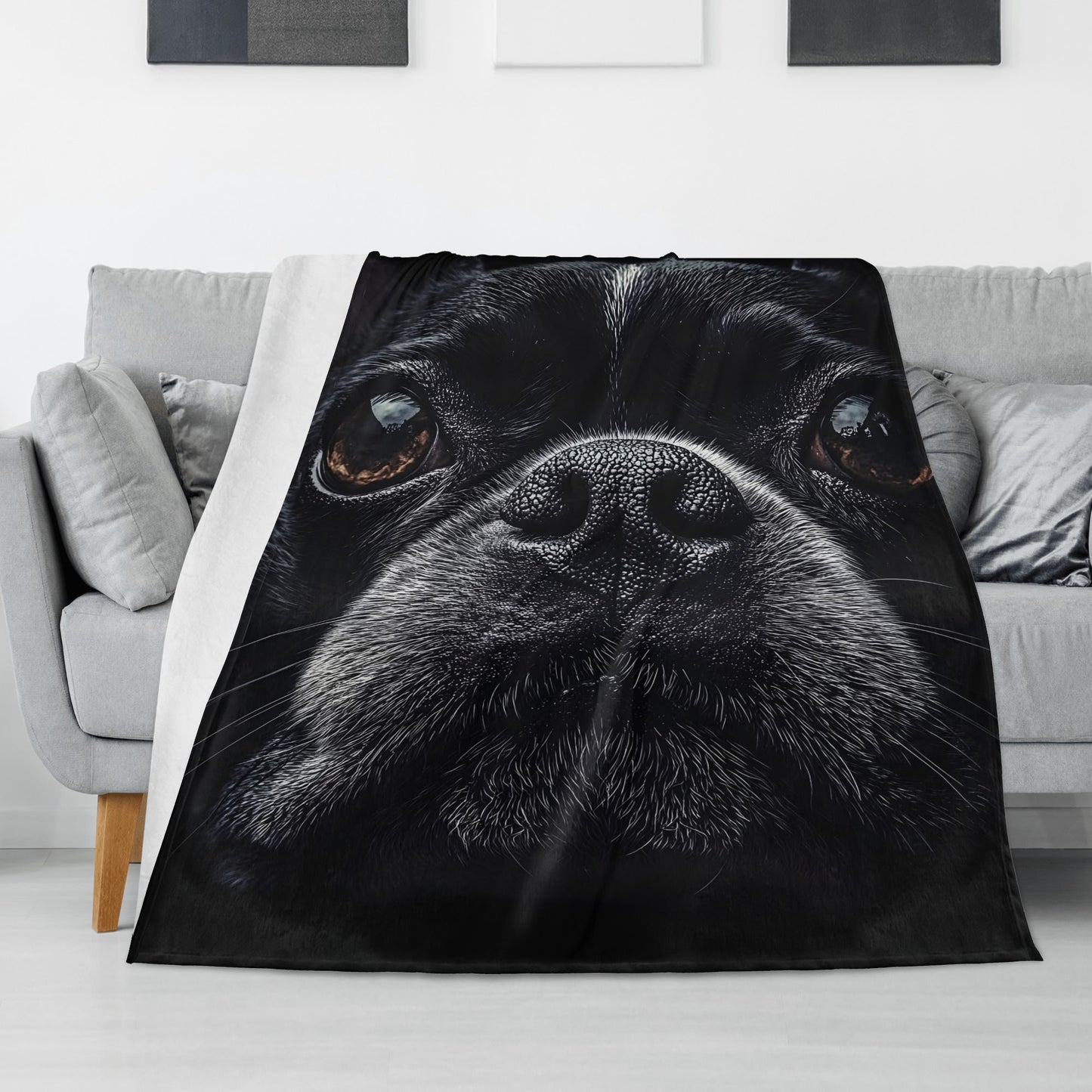 Boston Terrier Dog Face Closeup Flannel Blanket - 4 Sizes