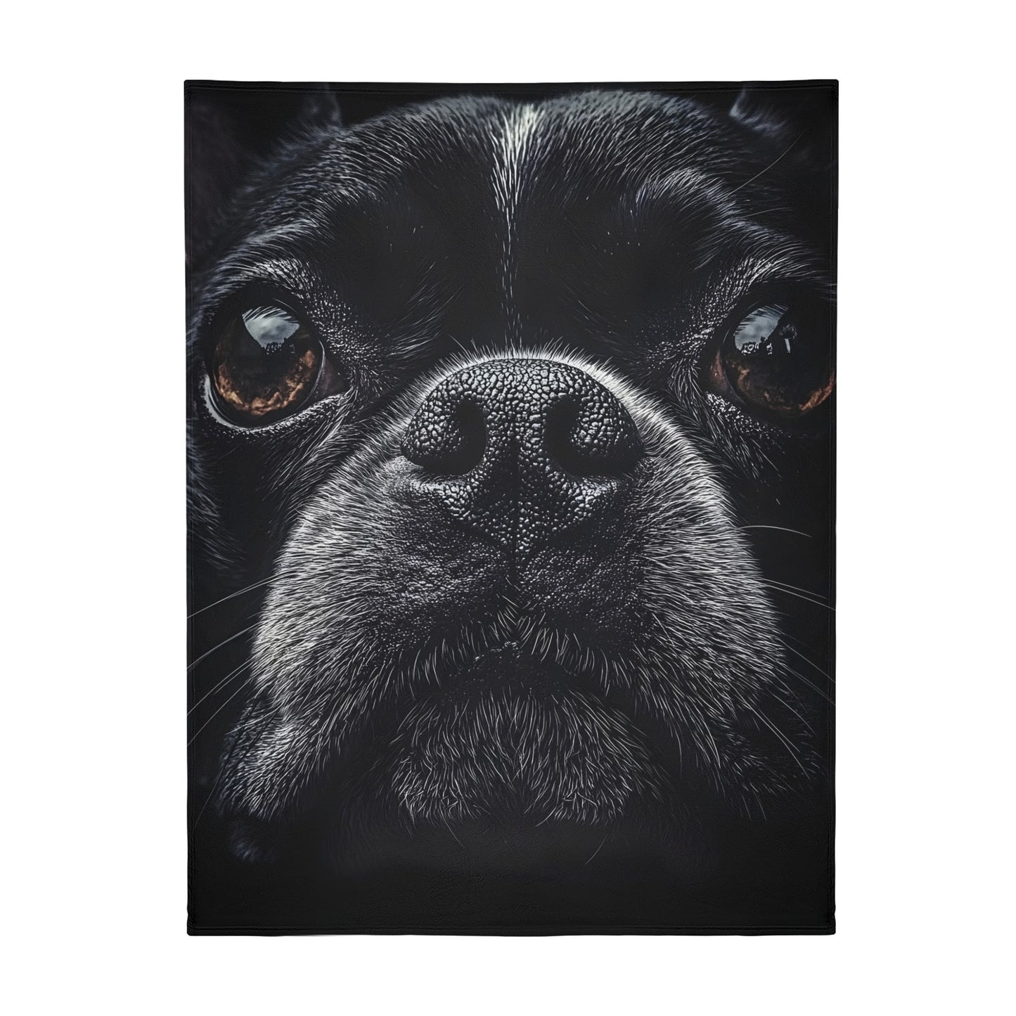 Boston Terrier Dog Face Closeup Flannel Blanket - 4 Sizes
