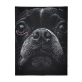 Boston Terrier Dog Face Closeup Flannel Blanket - 4 Sizes