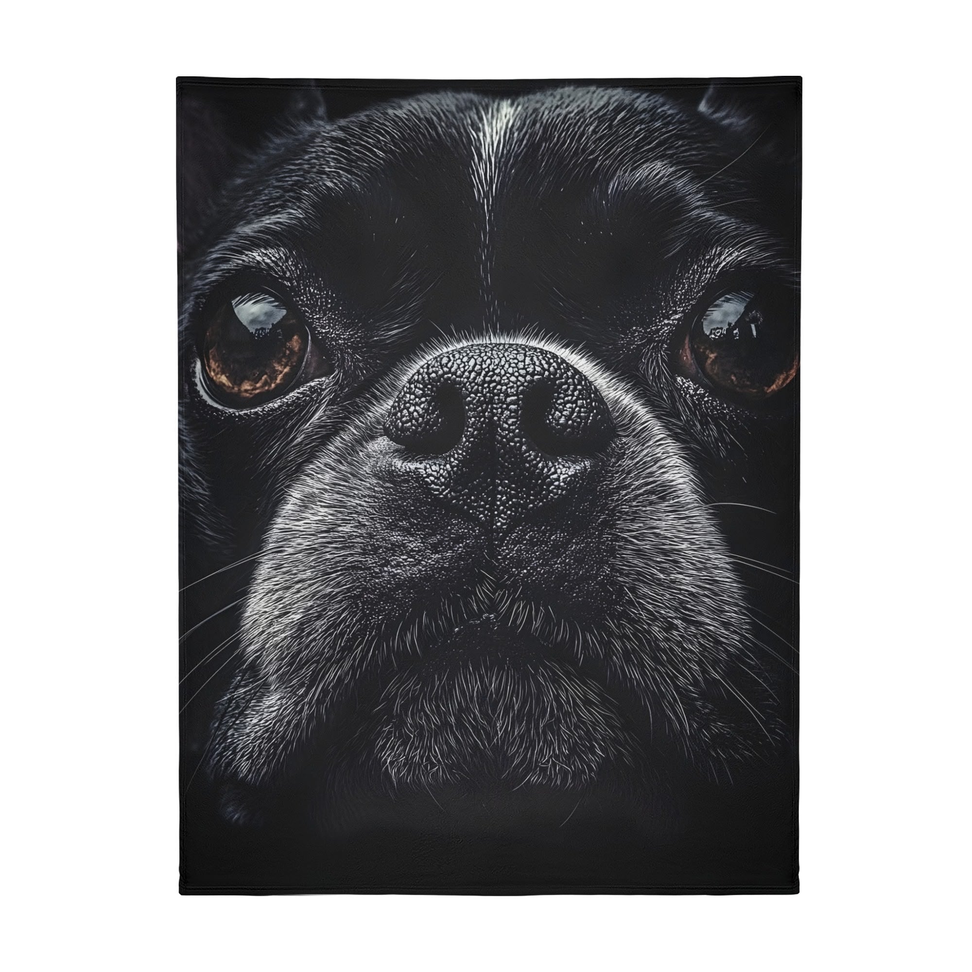 Boston Terrier Dog Face Closeup Flannel Blanket - 4 Sizes