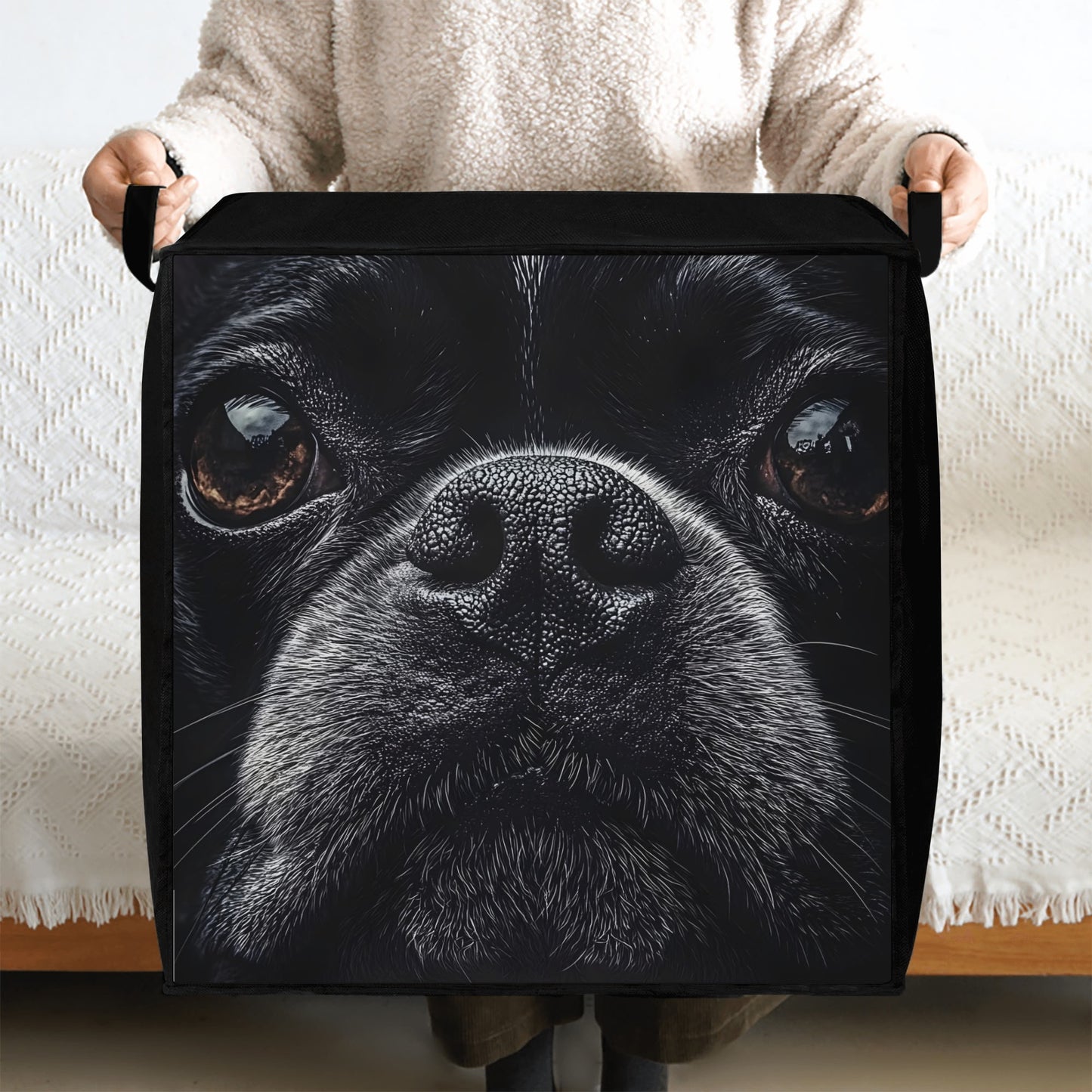 Boston Terrier Dog Face Closeup Storage Box Bag